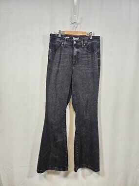 High Rise Flare Black Denim Size 16